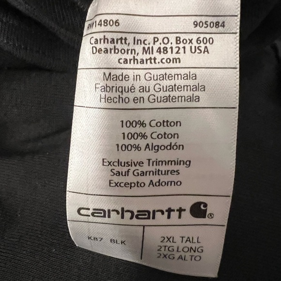 Carhartt 2XLT Loose Fit Black Short Sleeve T-Shirt, Like New - Picture 4 of 5